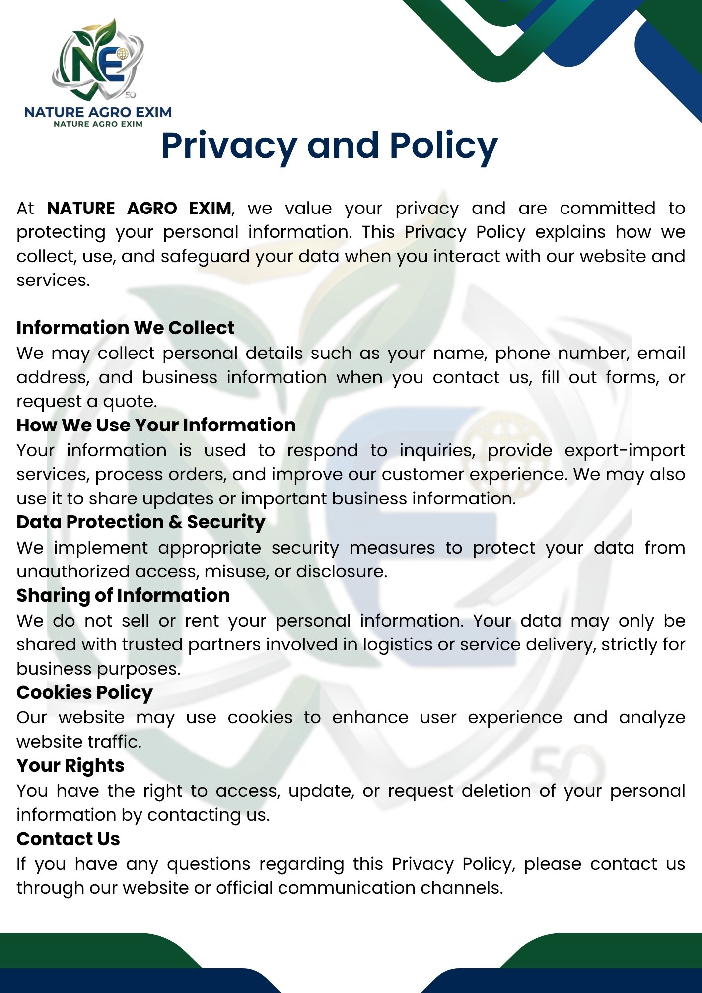 privacy and policy